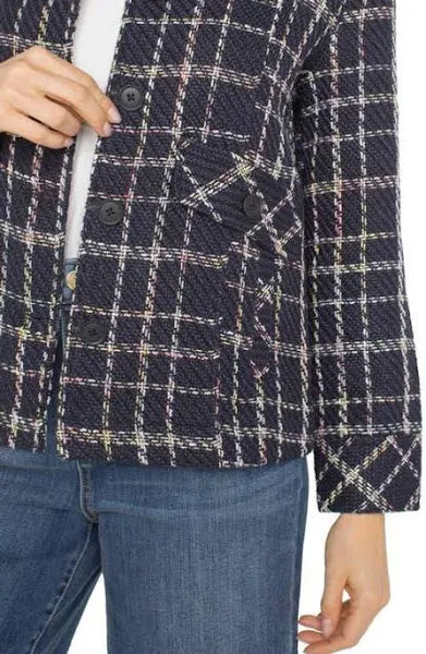 Pleat Back Jacket Black Plaid