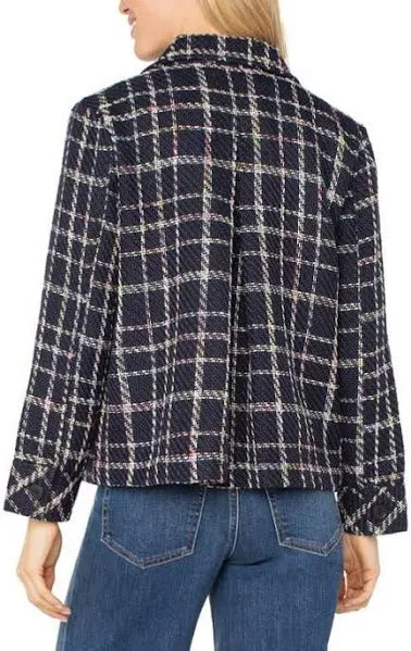 Pleat Back Jacket Black Plaid