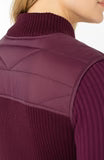 Sleeveless Quilted Full Zip Sweater Vest Wine Berry