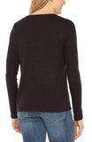 Long Sleeve V-neck Knit Top W/ Shirring Java Melange