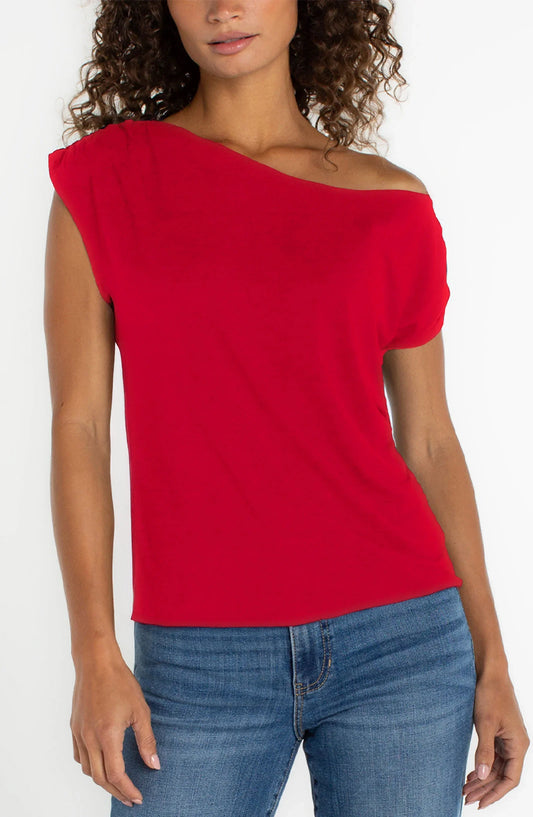 Asymmetrical Off-shoulder Knit Top