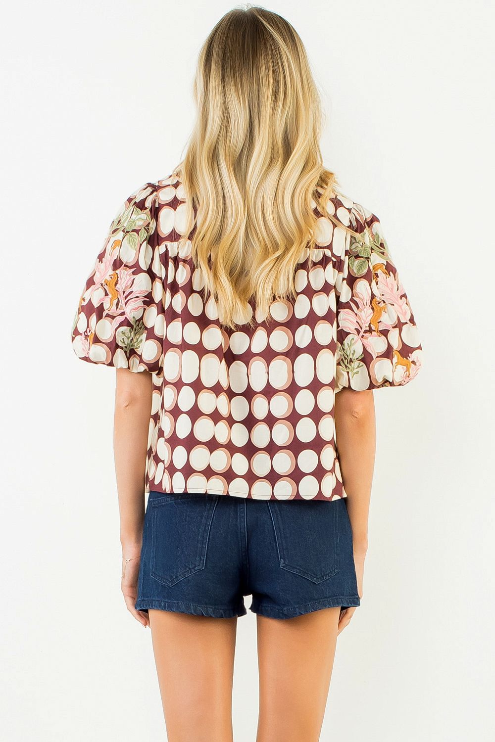 Puff Sleeve Embroidery Equestrian Top