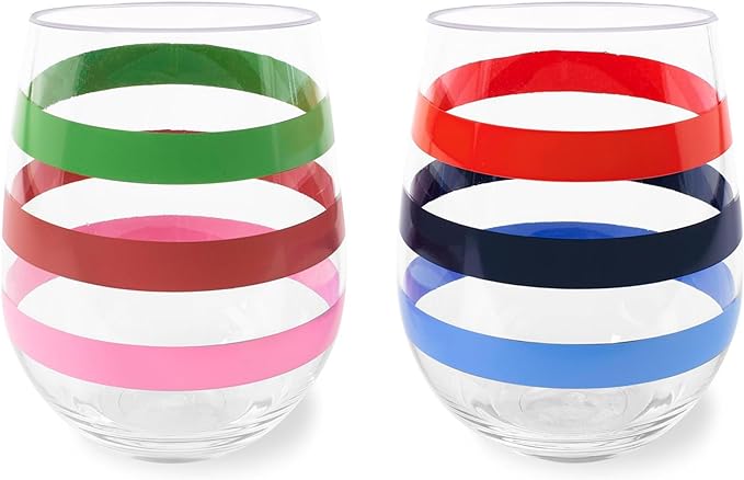 Kate Spade Adventure Stripe Acrylic Wine Glass Set