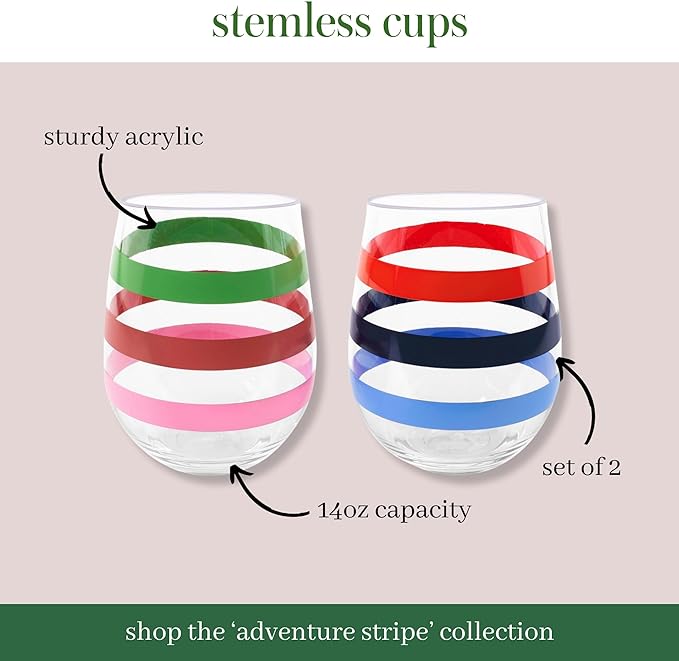 Kate Spade Adventure Stripe Acrylic Wine Glass Set