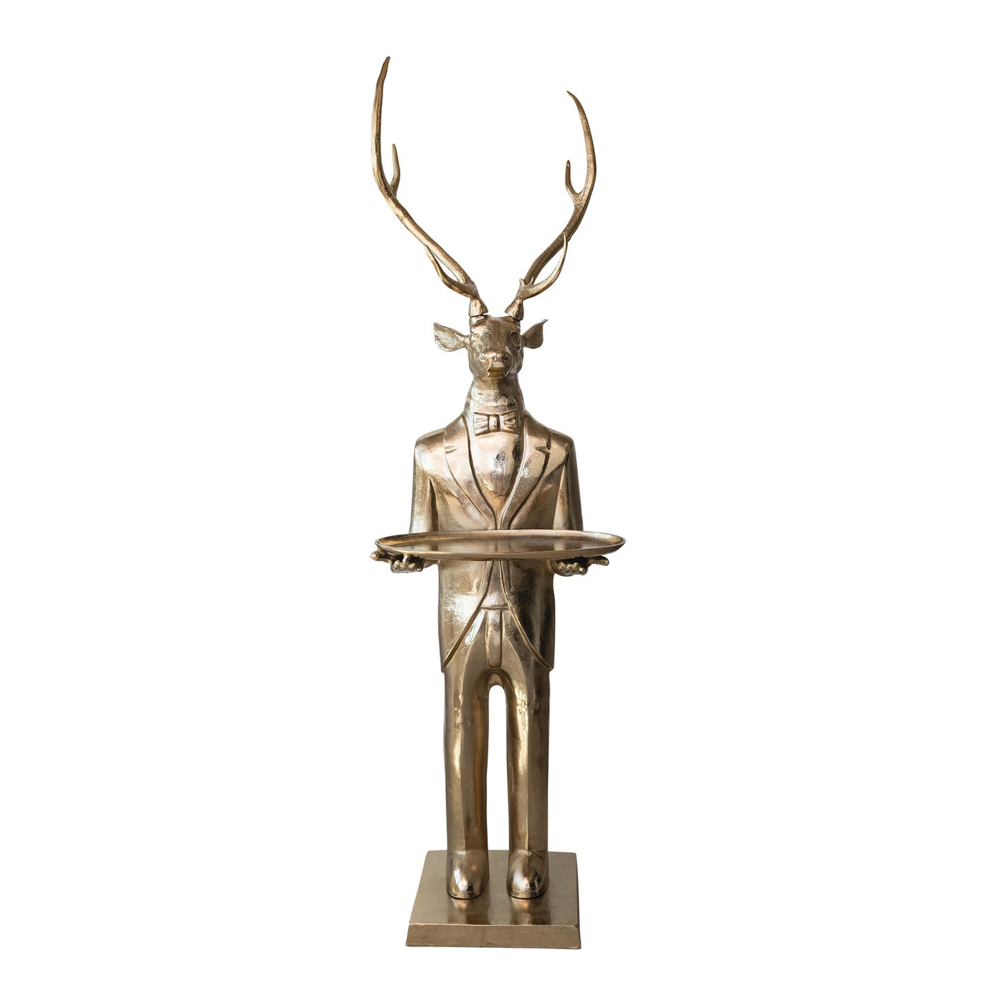 Cast Aluminum Deer Butler Tray, Gold Finish, KD