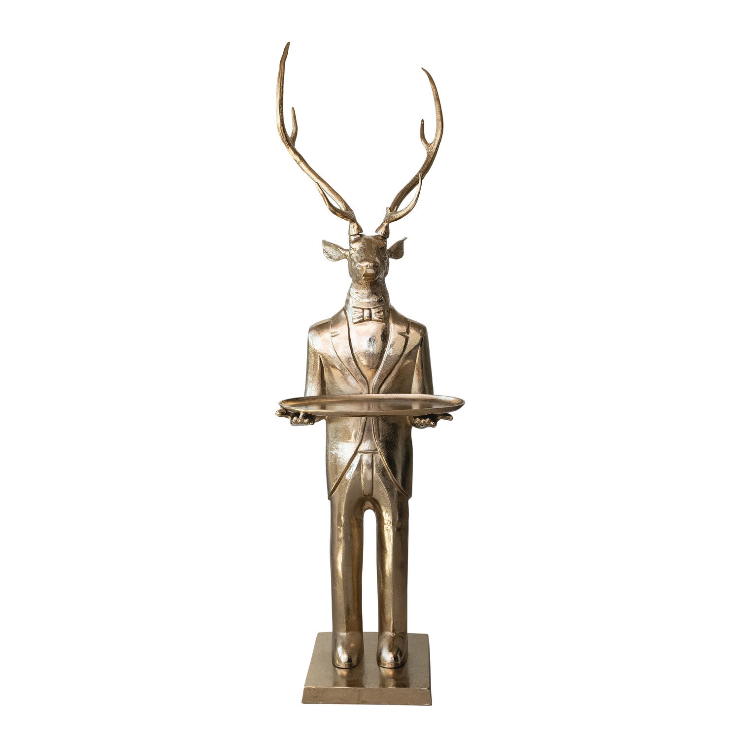 Cast Aluminum Deer Butler Tray, Gold Finish, KD