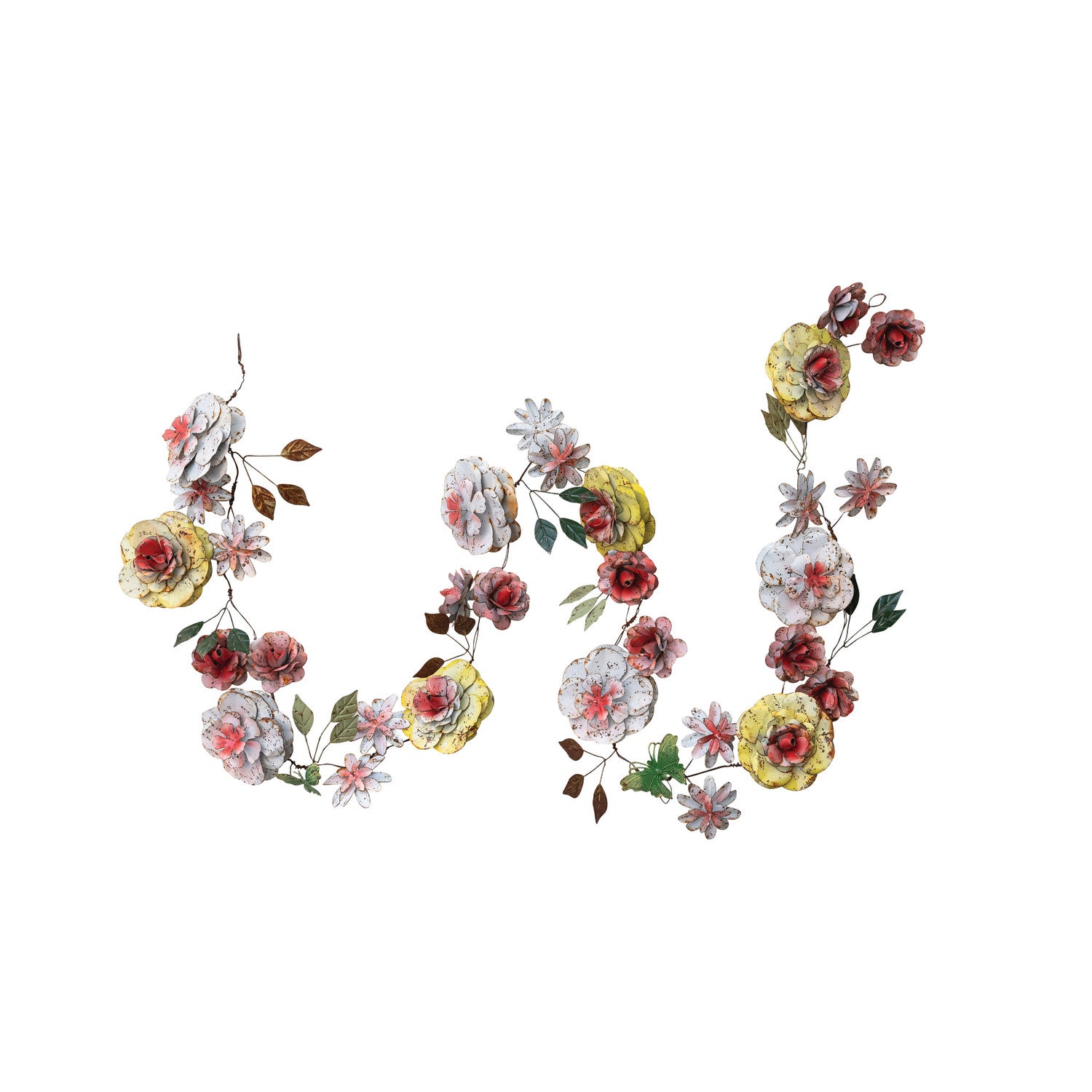 Hand-Painted Metal Vintage Reproduction Toleware Floral Garland