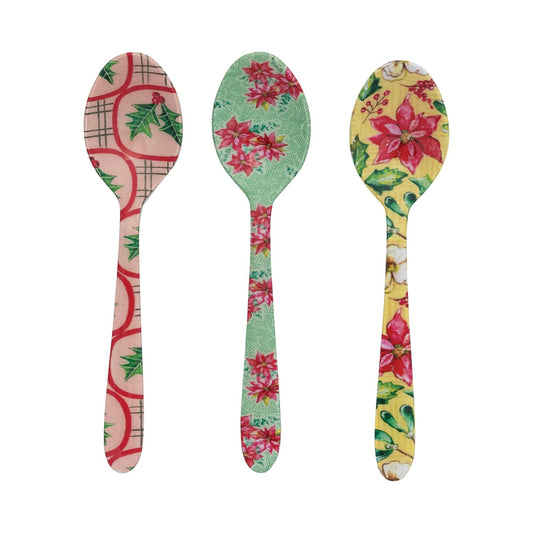 Enameled Stainless Steel Spoon with Botanical Pattern, 3 Styles ©
