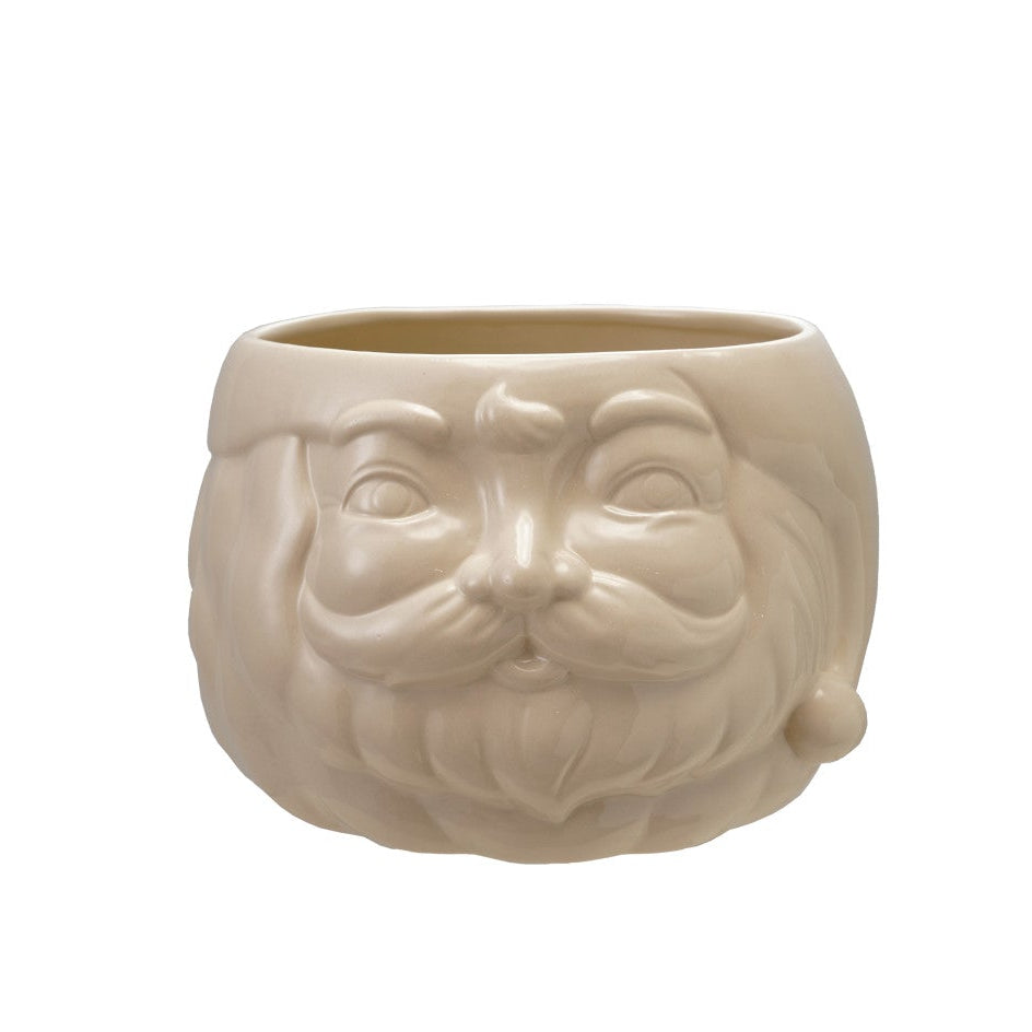 Stoneware Santa Head Shaped Bottle Cooler/Container, White