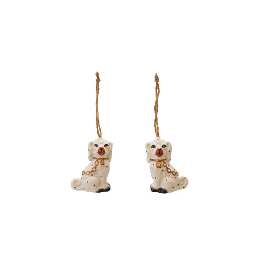 2-3/4"H Ceramic Staffordshire Dog Ornament, Gold Finish, 2 Styles