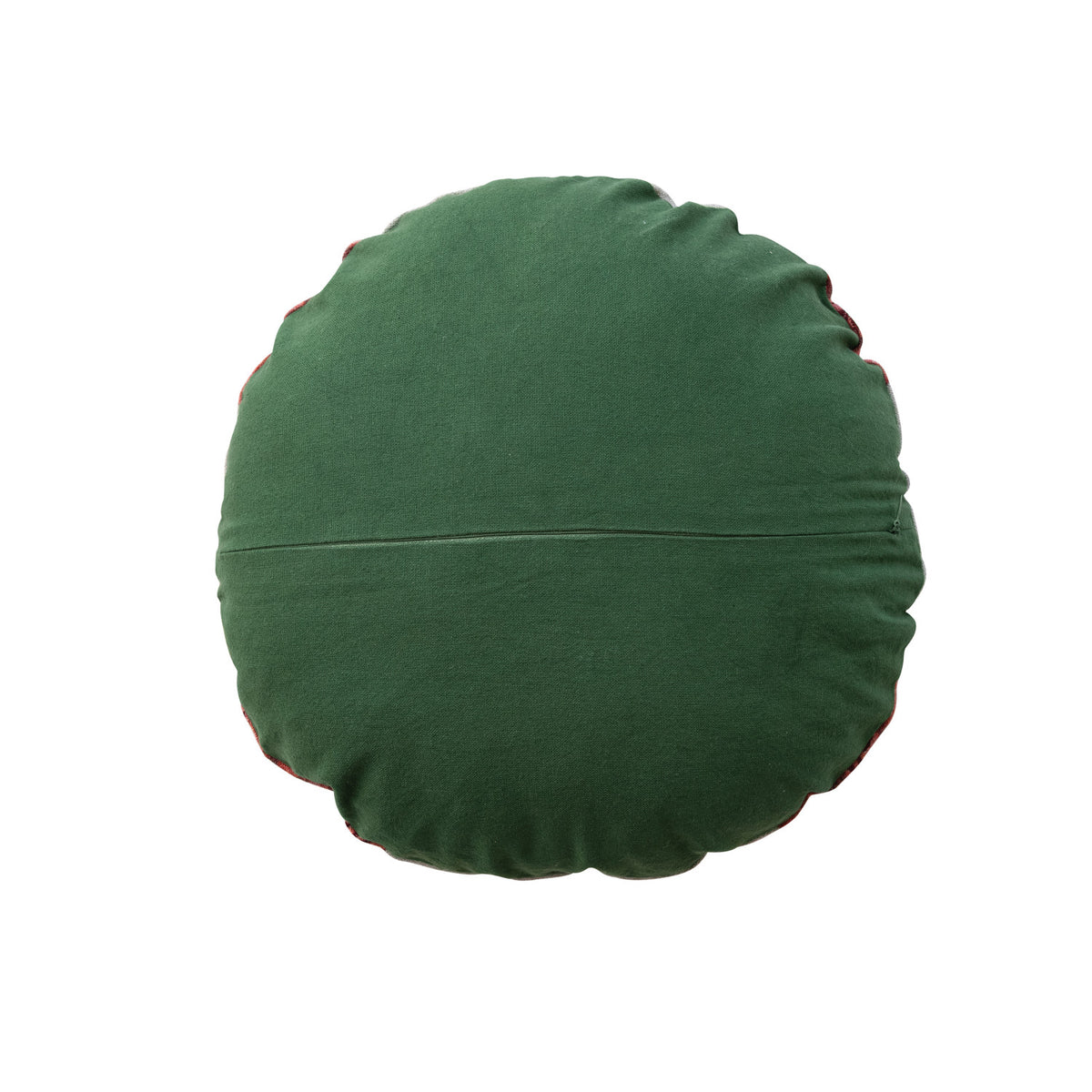 Round Linen Printed Pillow with Seasonal Botanicals, Deer