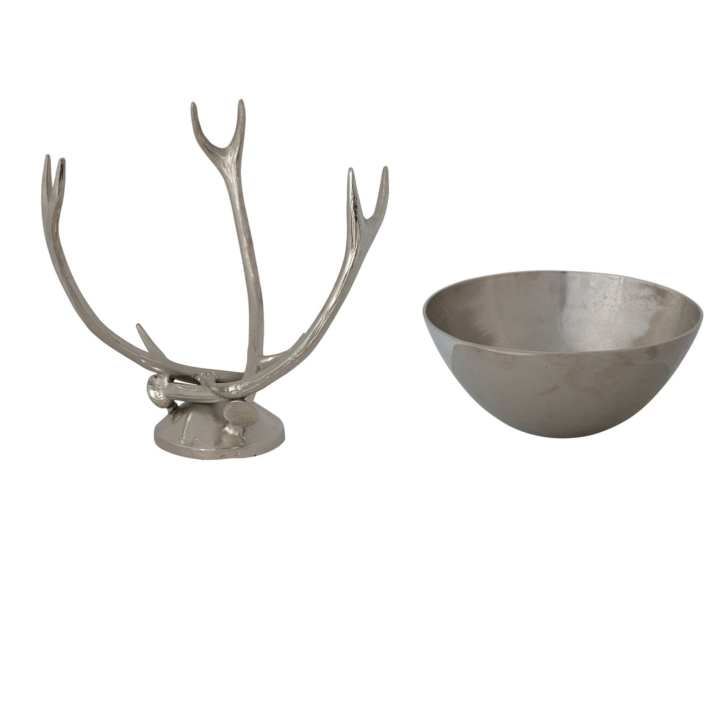 Cast Aluminum Antler Shaped Stand with Removable Bowl, Set of 2