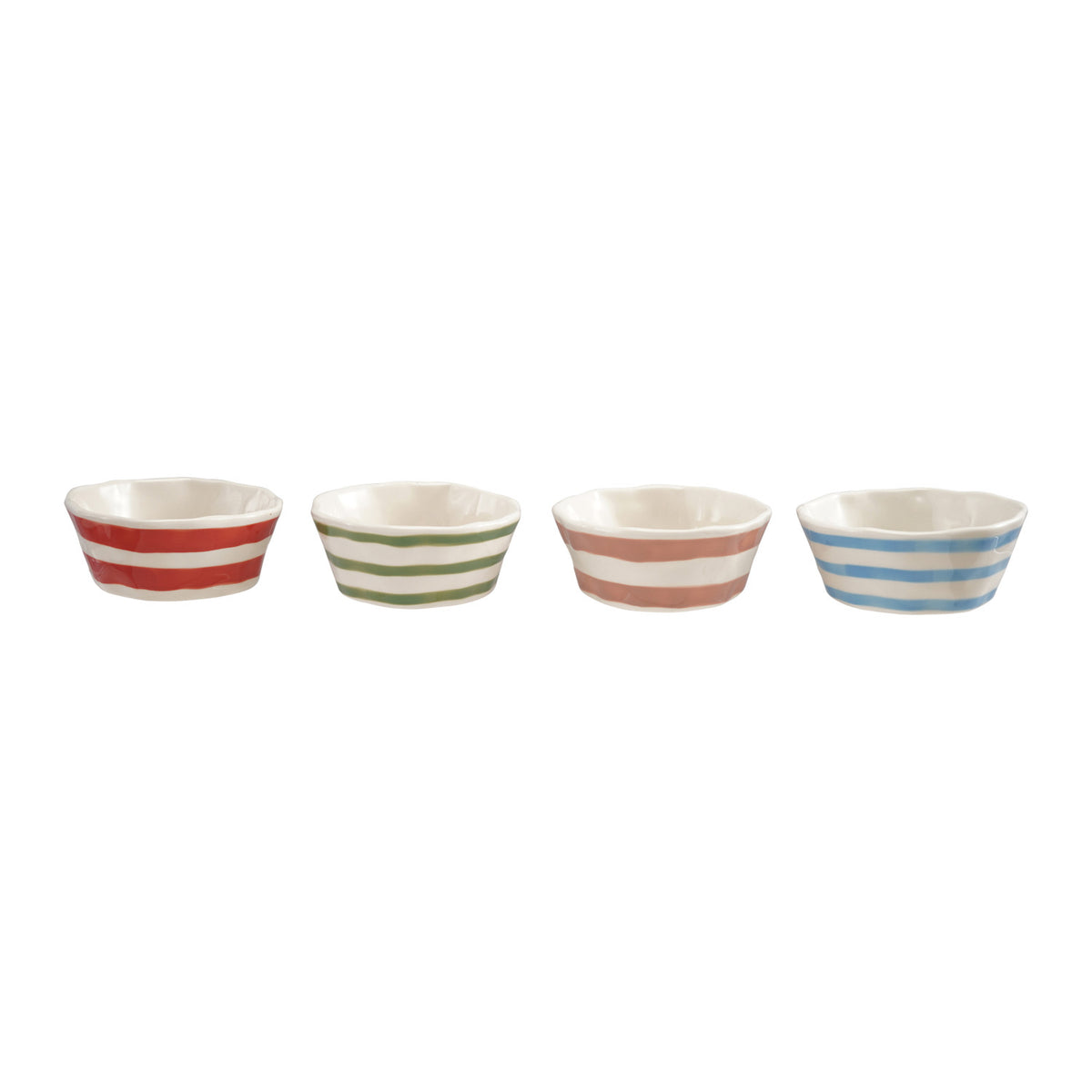 Hand-Painted Stoneware Striped Bowl