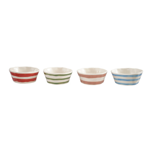 Hand-Painted Stoneware Striped Bowl