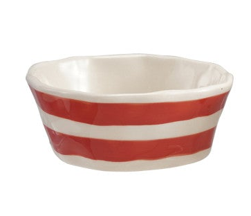 Hand-Painted Stoneware Striped Bowl