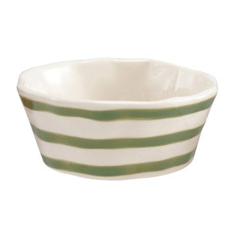 Hand-Painted Stoneware Striped Bowl