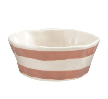 Hand-Painted Stoneware Striped Bowl