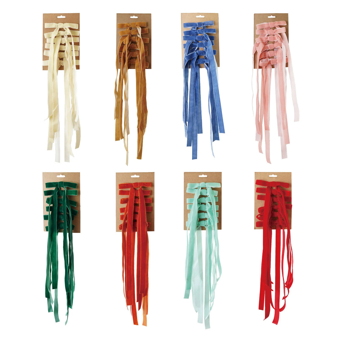 Velvet Clip-on Bows, Set of 6