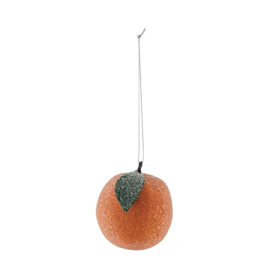 Hand-Painted Paper Mache Vintage Reproduction Orange Ornament with Glitter & Sugar